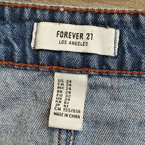 Forever 21 Size 24 Blue Denim‎ Zip Front 100% Cotton Mini Skirt - Picture 8 of 9